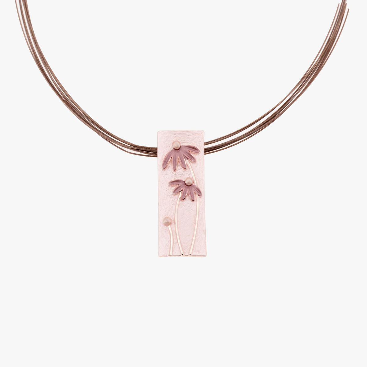 Collana quadretto margherite | dipinta a mano | zama con finitura in oro rosa