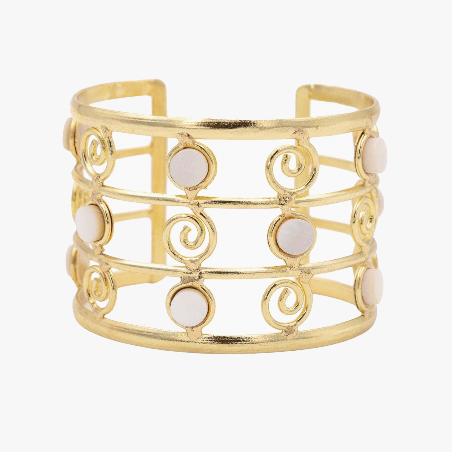 Bracciale madreperla e spirali | Ottone