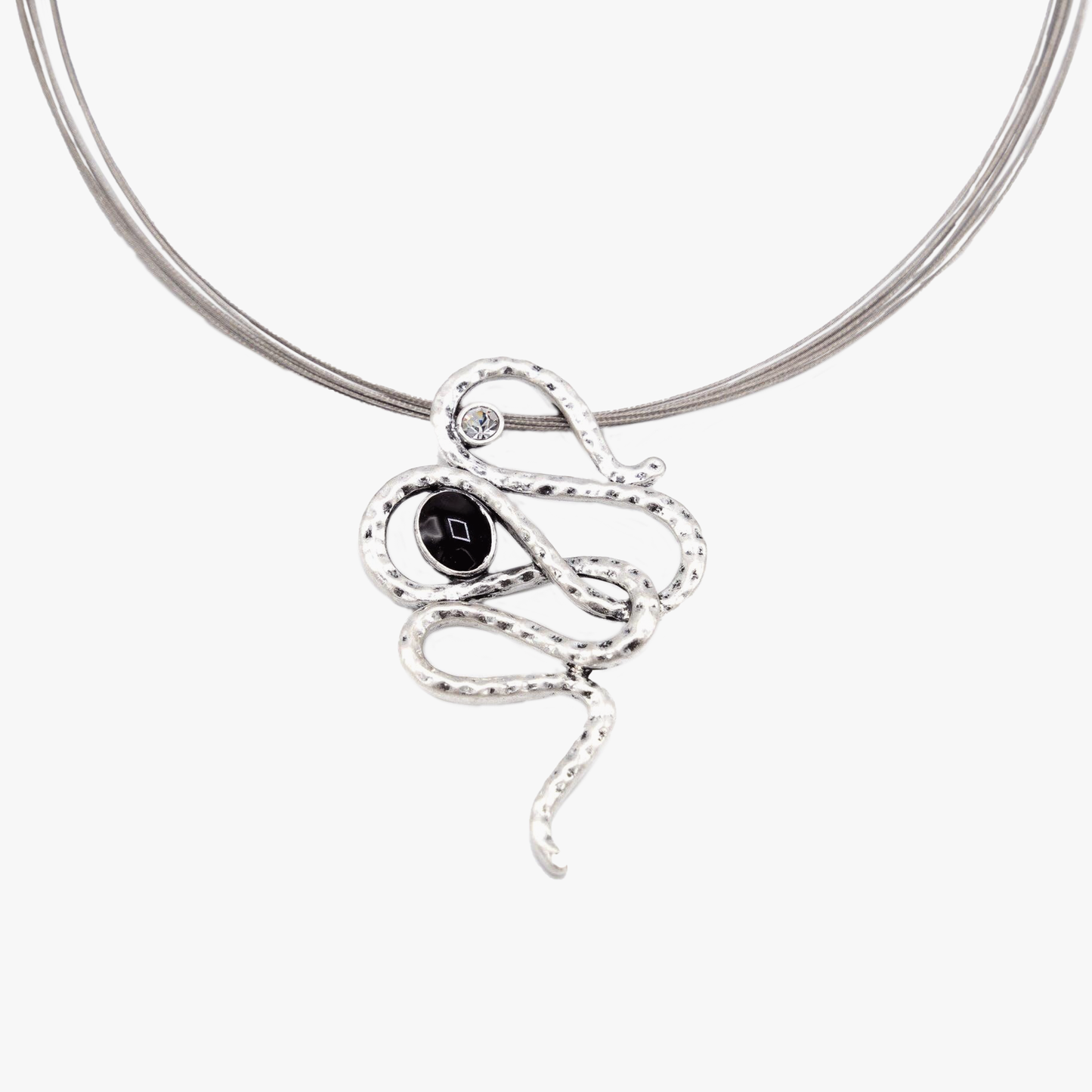 Collana serpente | zama | finitura galvanica in argento antico e resina