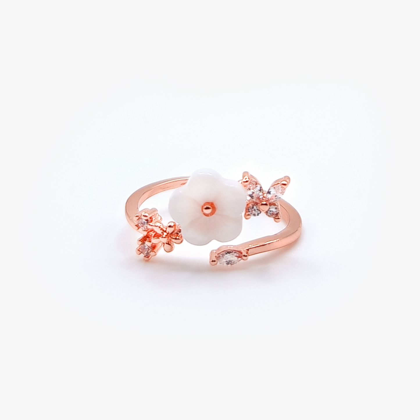 Secret Garden Ring | Butterfly Zirconia | Flower | Rose Gold Plated