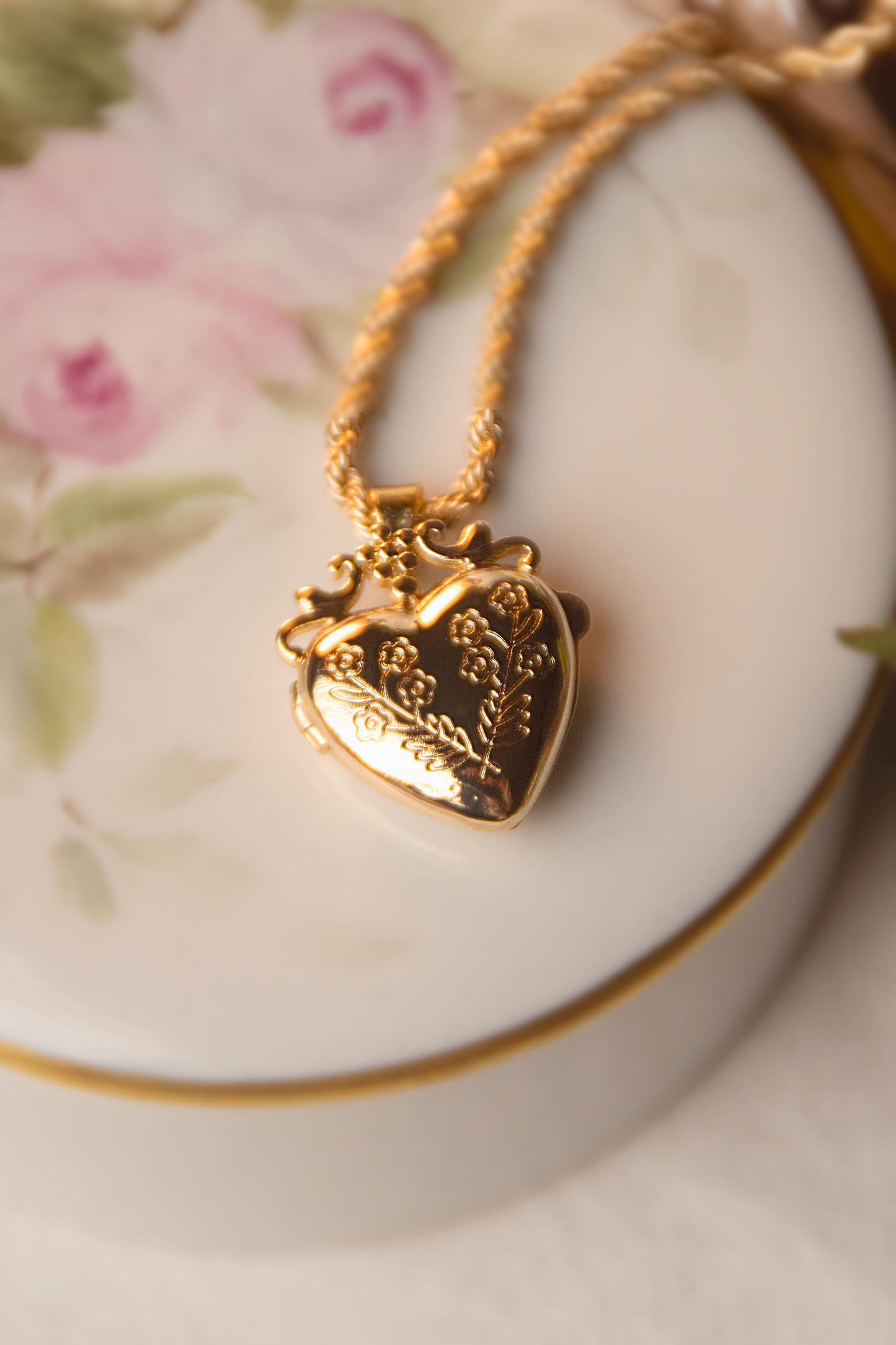 Pendente Locket | Floral | Retrò | Medaglione Cuore