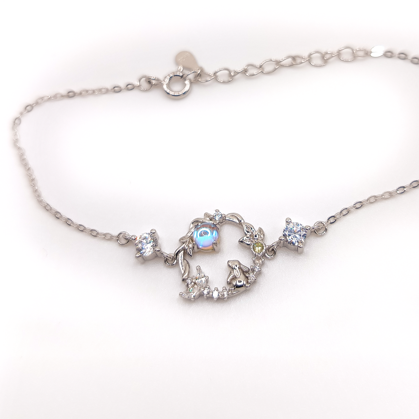 Moon Bunny Bracelet | Zirconia | Sterling Silver | Moonstone