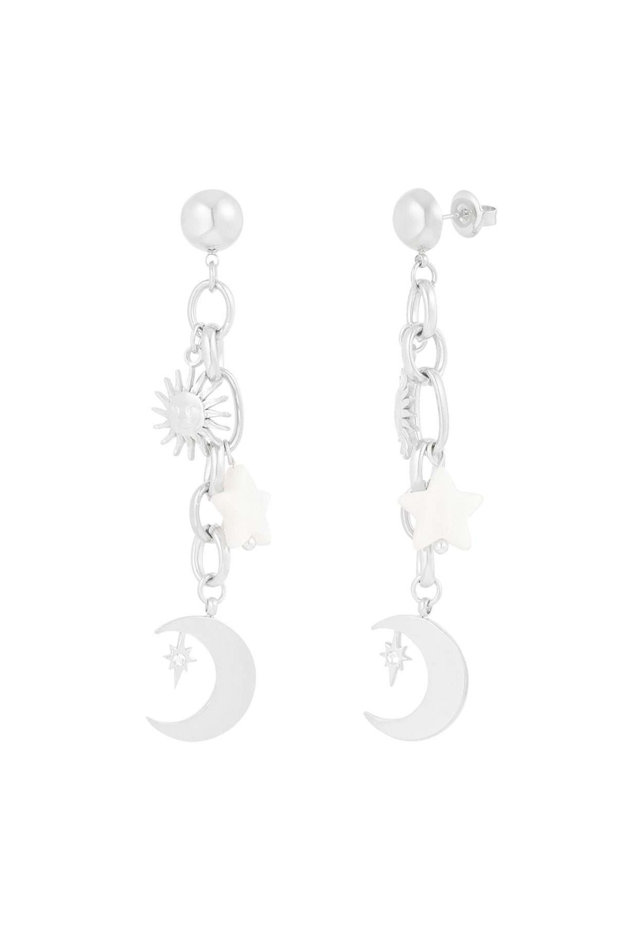 Orecchini pendenti | Acciaio Inossidabile| sole, luna e stella | Waterproof