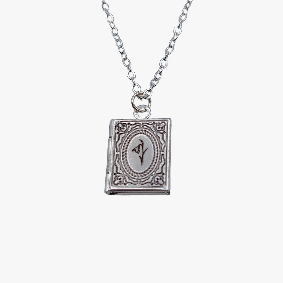 Collana Medaglione a libro | Bucaneve | Ottone Argentato