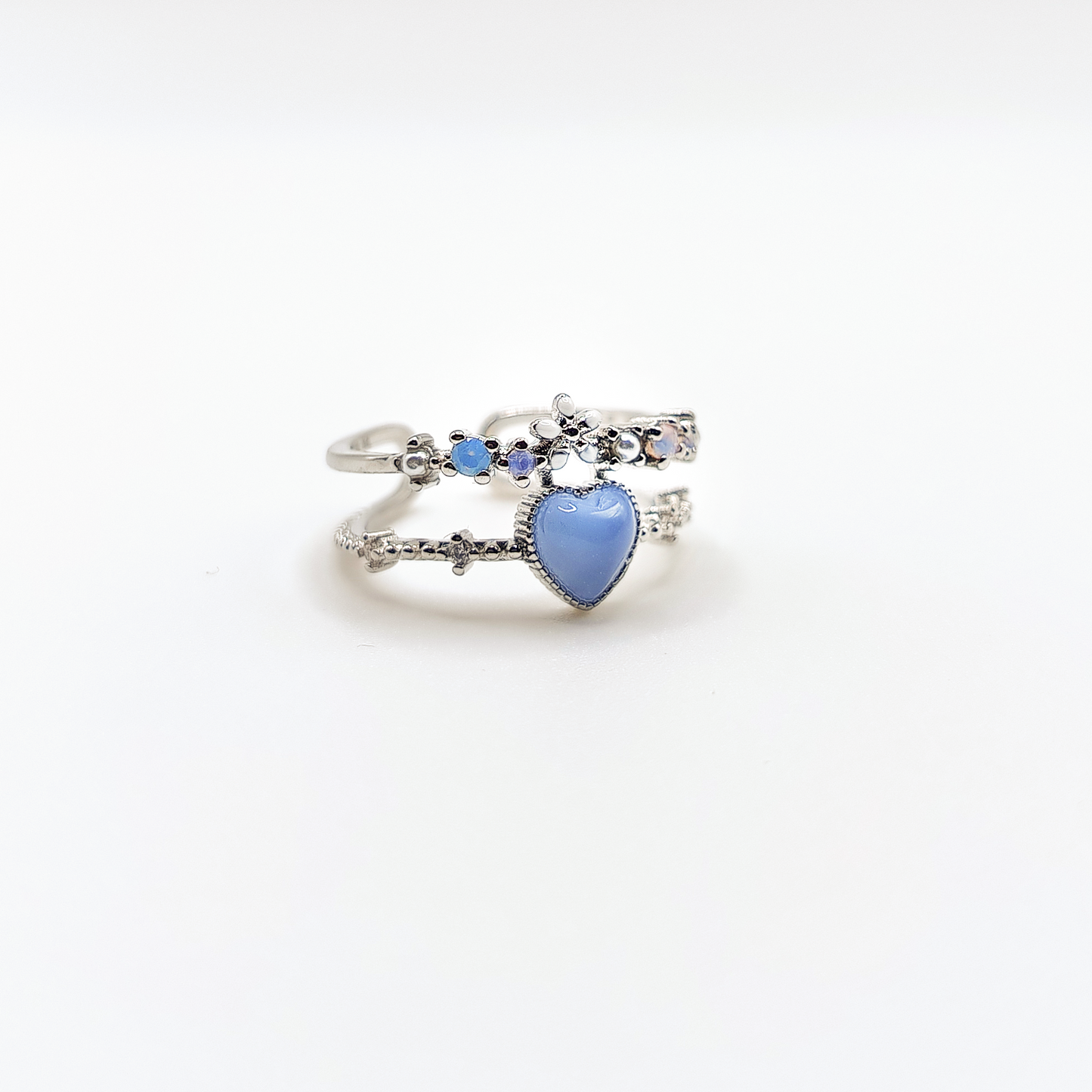 Anello Secret Garden | Zirconi | Cuore azzurro
