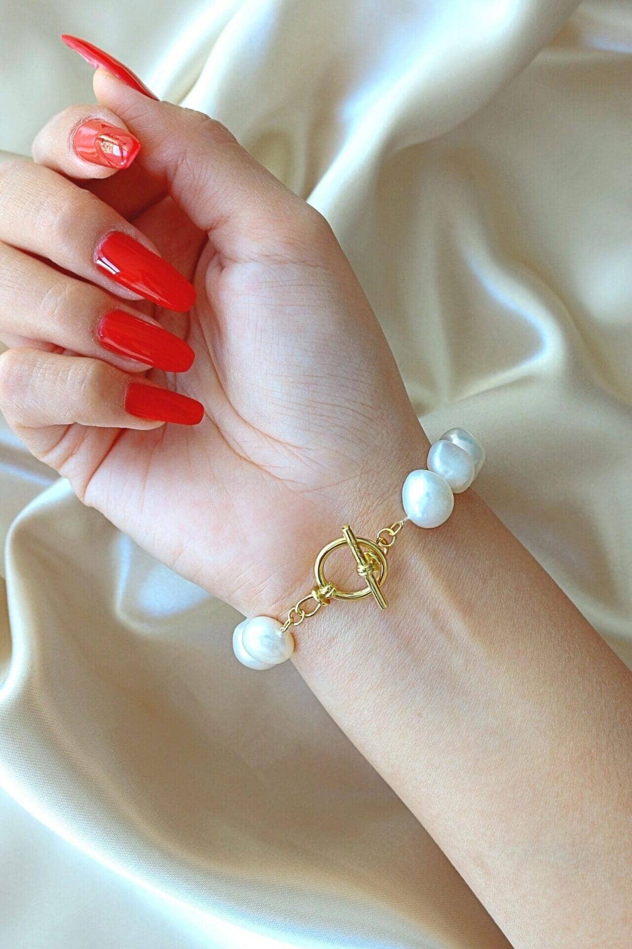 Bracciale perle d'acqua dolce barocche | 24K | Fatto a mano