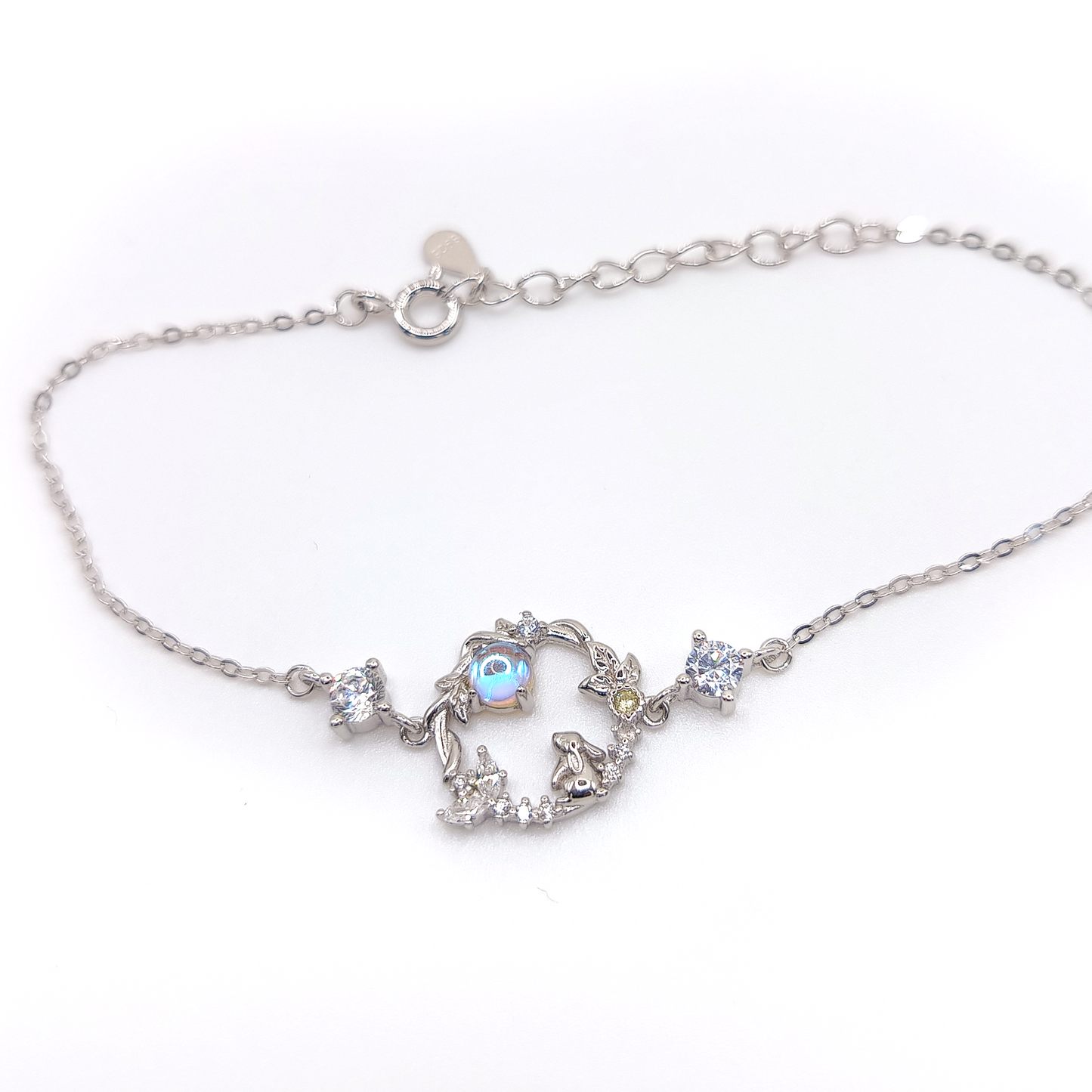 Moon Bunny Bracelet | Zirconia | Sterling Silver | Moonstone