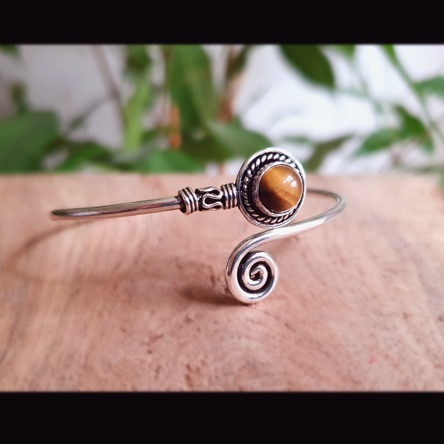 Bracciale in argento e occhio di tigre | Ottone | Regolabile | Fatto a mano