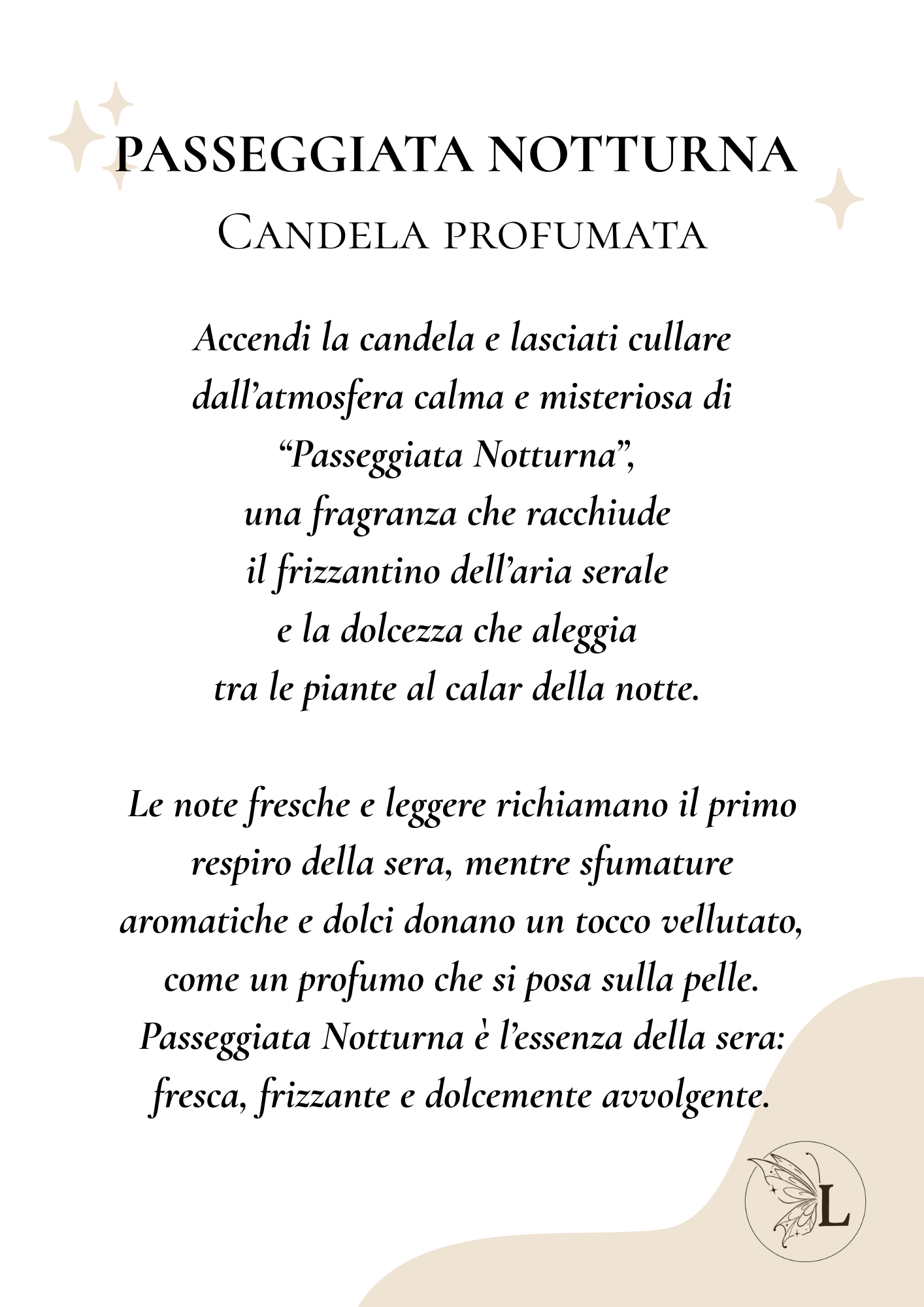 PASSEGGIATA NOTTURNA | Candela profumata | Cera di soia | fragranza di Grasse