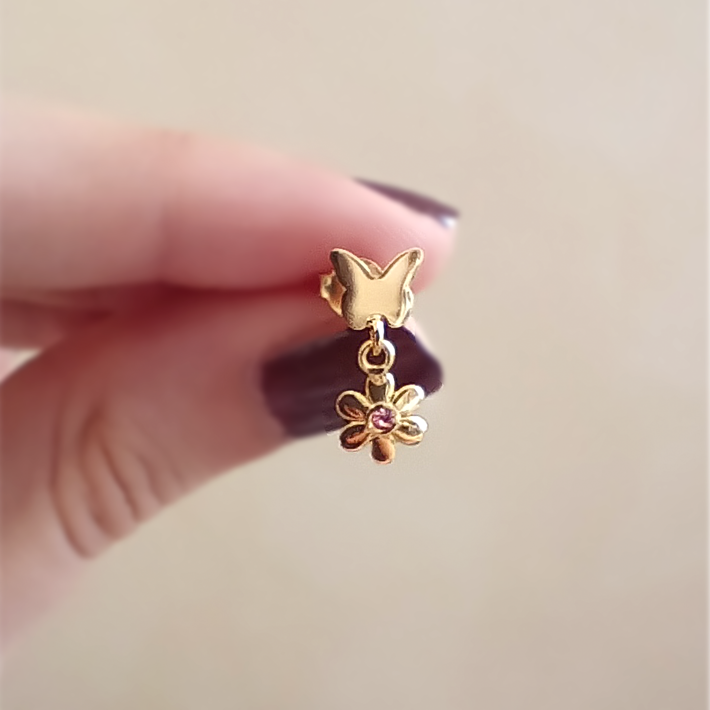 Nymfaura | Orecchini Fiori e farfalle | Argento Sterling 925 | Placcato oro + E-coat