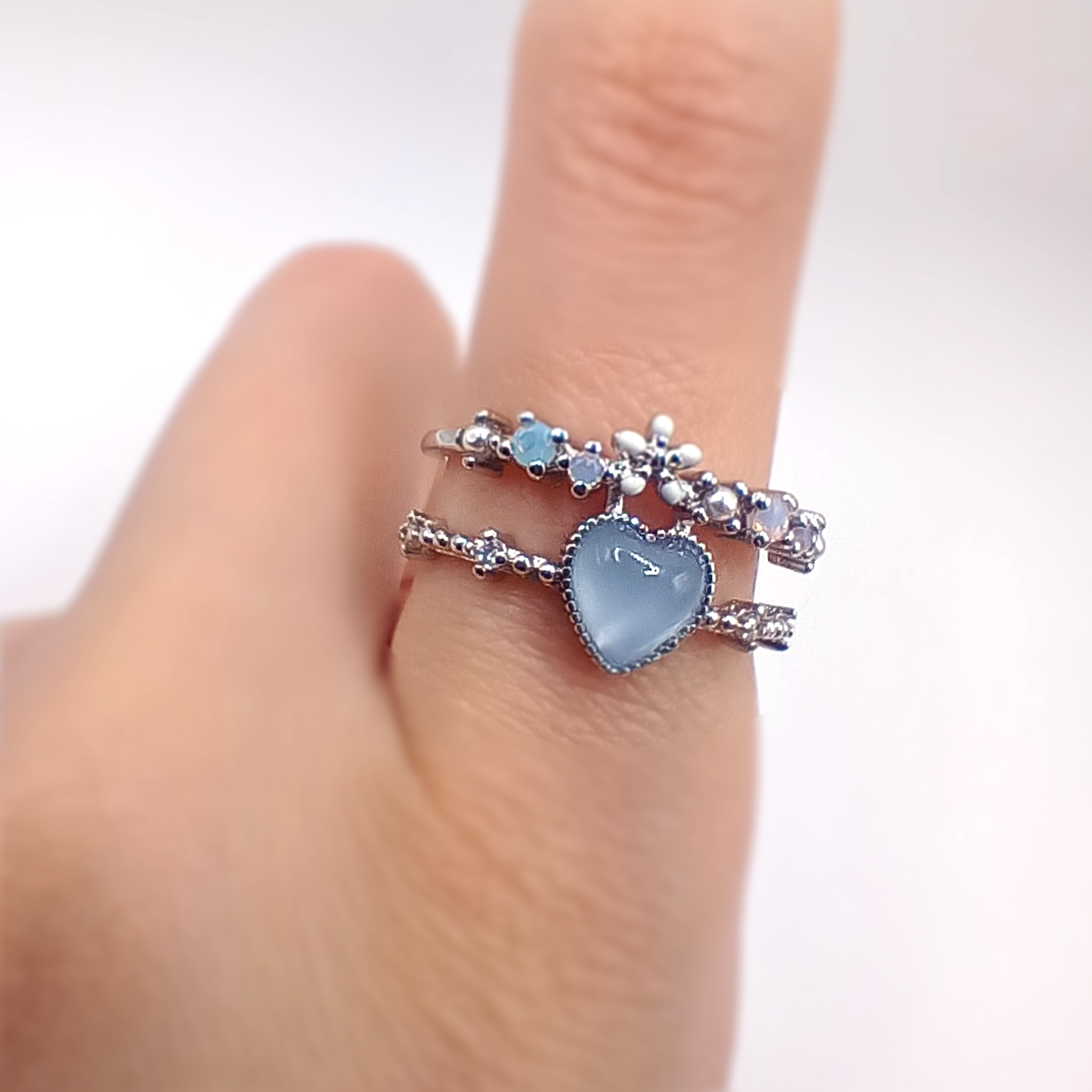 Anello Secret Garden | Zirconi | Cuore azzurro