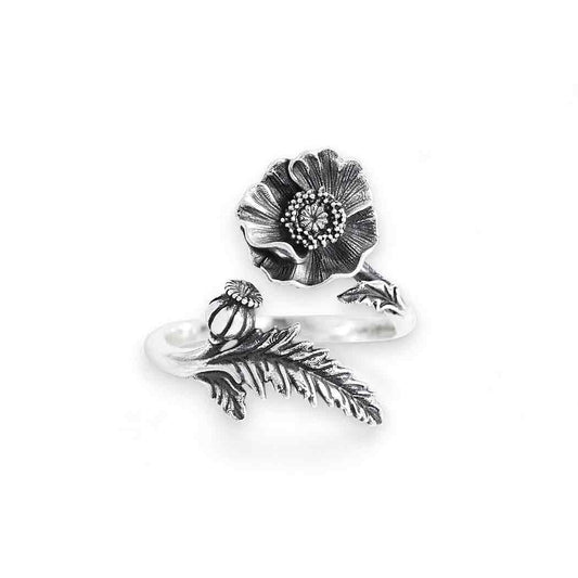 Anelli con Fiori di Nascita Regolabili: Luxe Silver Plate / Maggio - Mughetto
