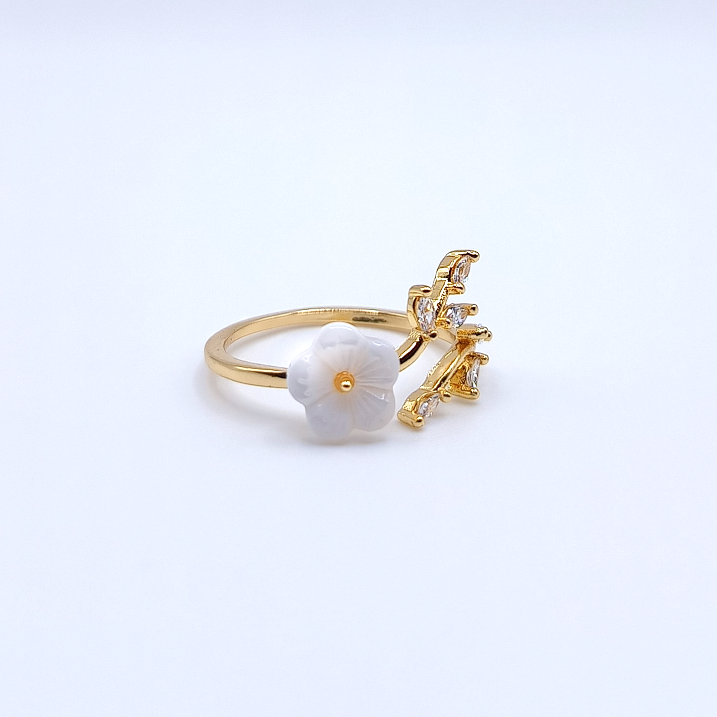 Anello Secret Garden | Foglie Zirconi | Fiore | Placcato oro