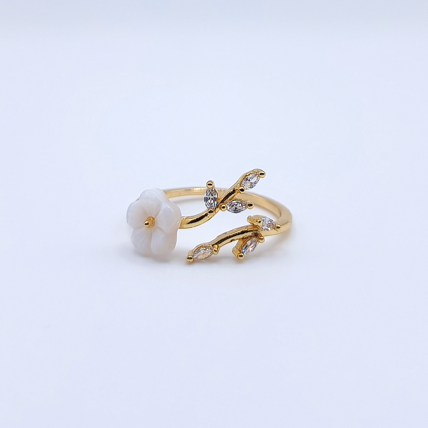 Anello Secret Garden | Foglie Zirconi | Fiore | Placcato oro