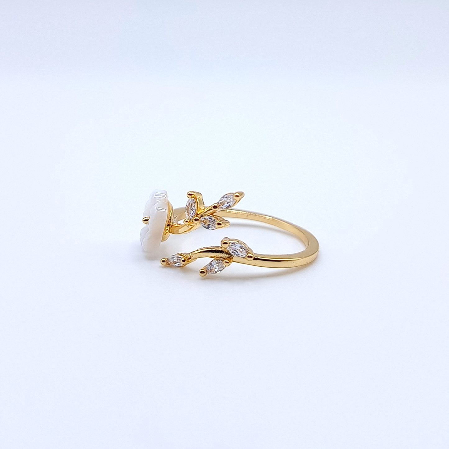Anello Secret Garden | Foglie Zirconi | Fiore | Placcato oro