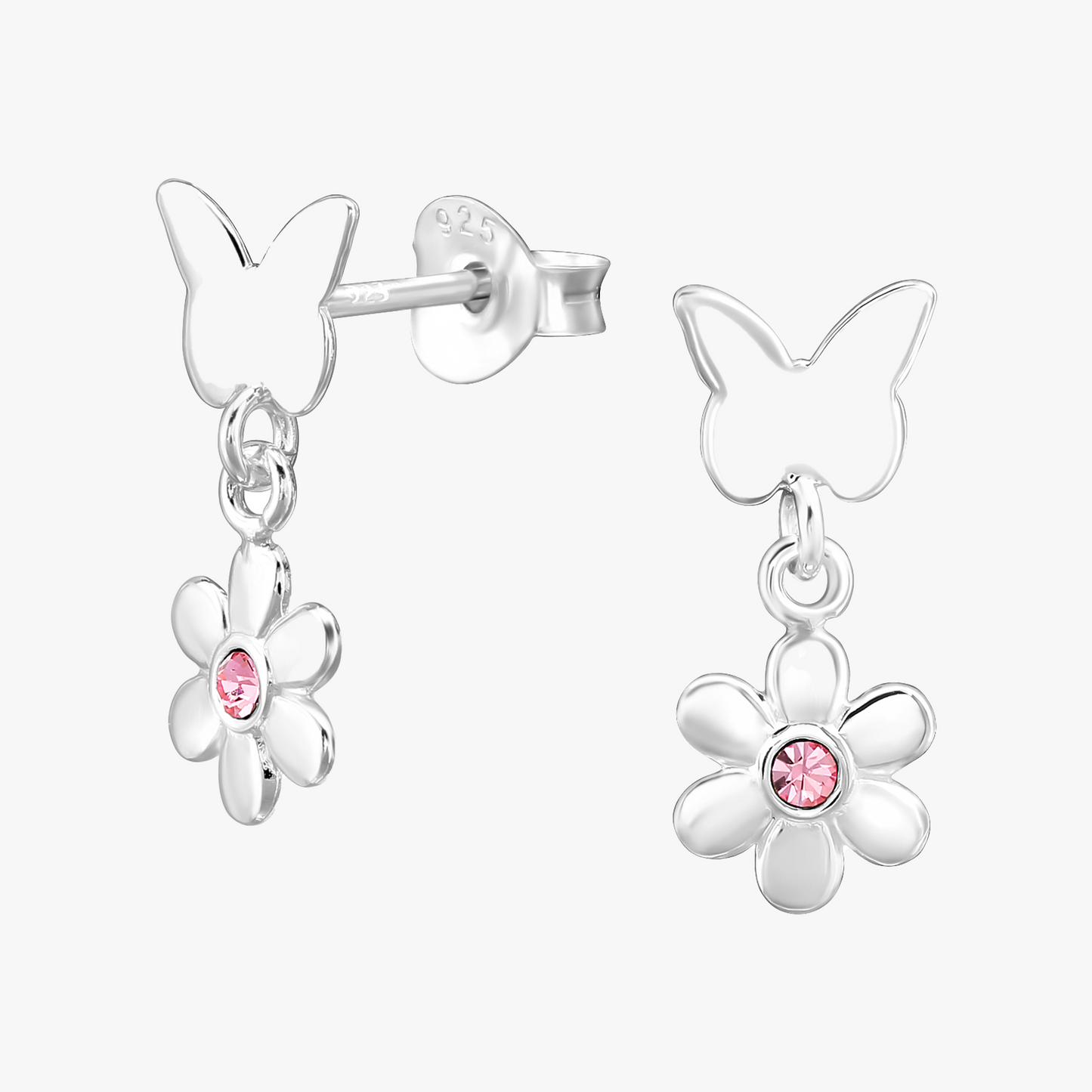 Nymfaura | Orecchini Fiori e farfalle | Argento Sterling 925 | E-coat