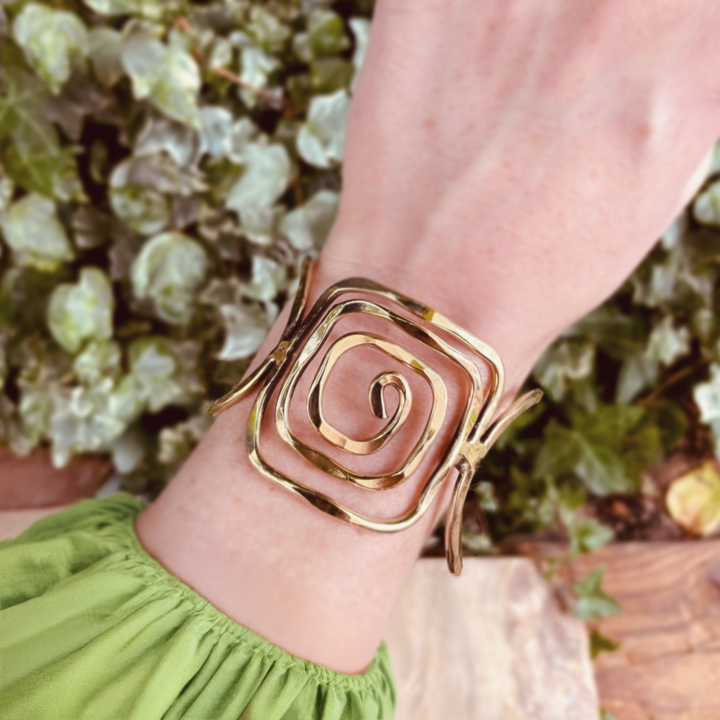 Bracciale spirale | Ottone | regolabile | Fatto a mano