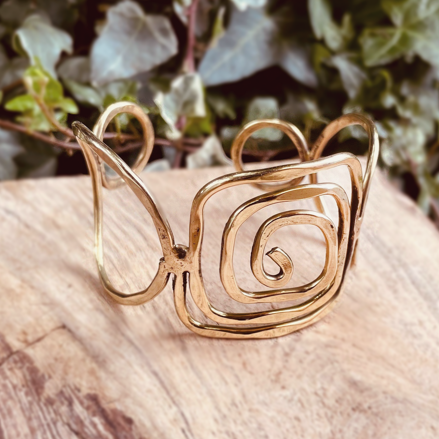 Bracciale spirale | Ottone | regolabile | Fatto a mano