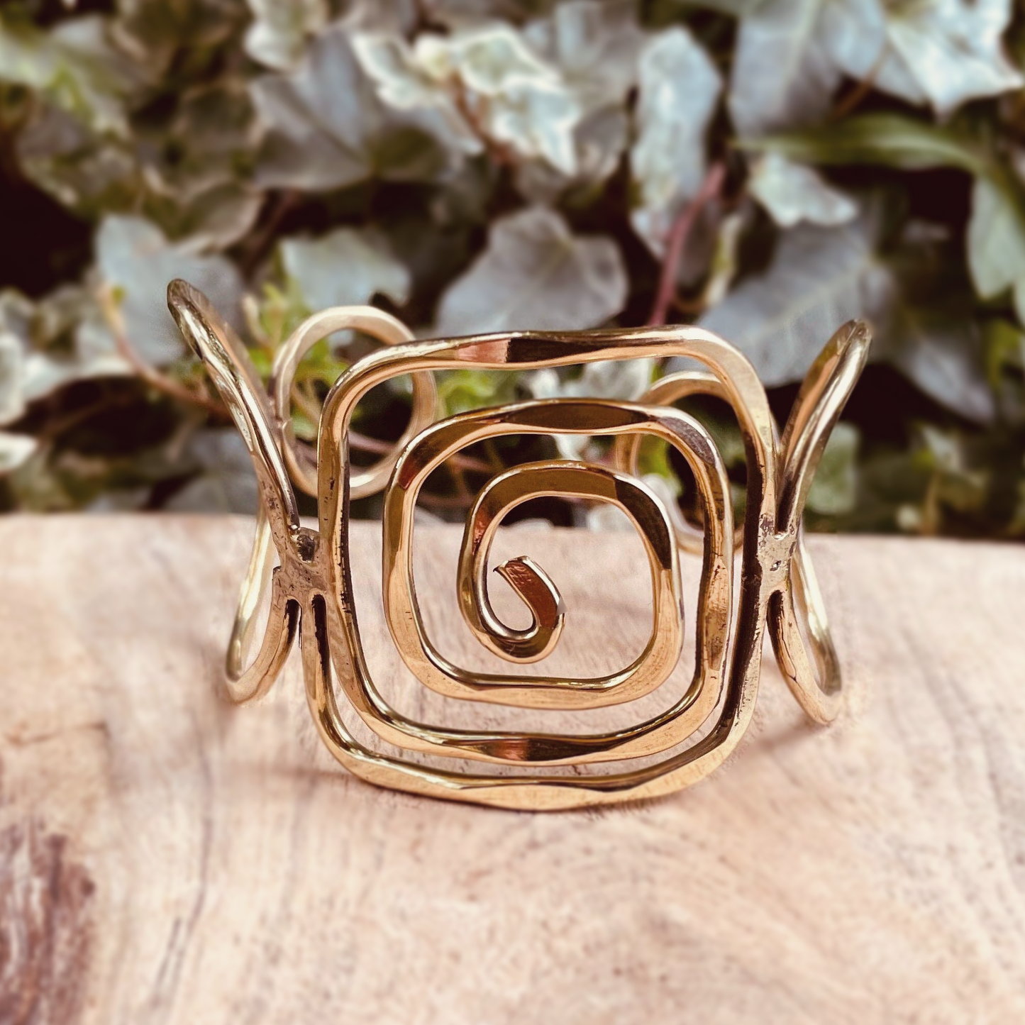 Bracciale spirale | Ottone | regolabile | Fatto a mano