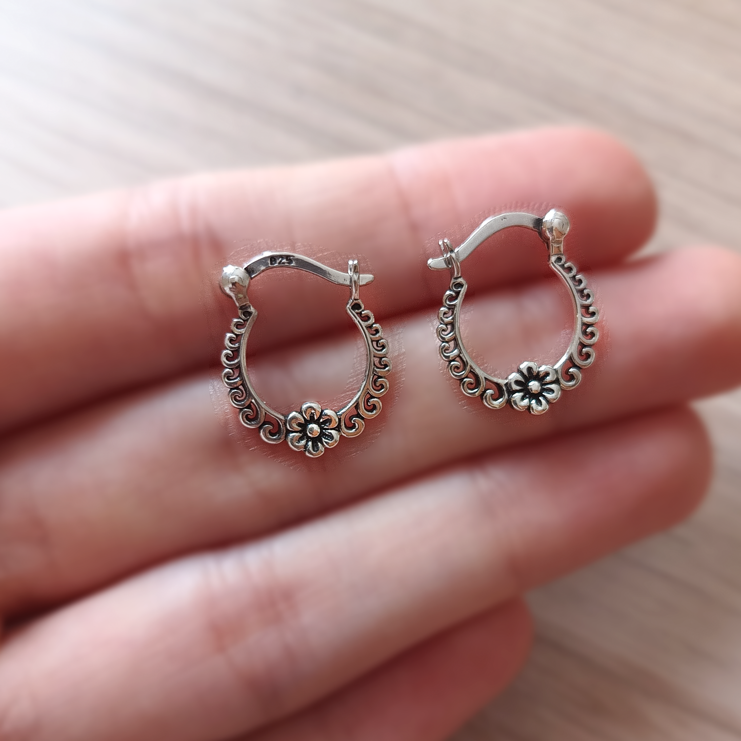 Florinelle | Orecchini Fiori | Argento Sterling 925 | Ossidato + E-coat