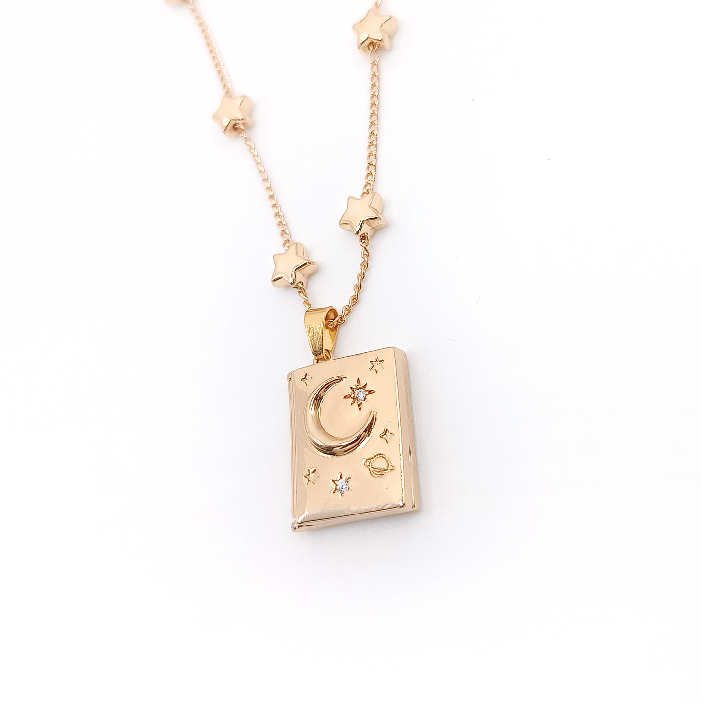 Collana Locket | Moon | Placcato oro 18K | San Valentino | Regalo