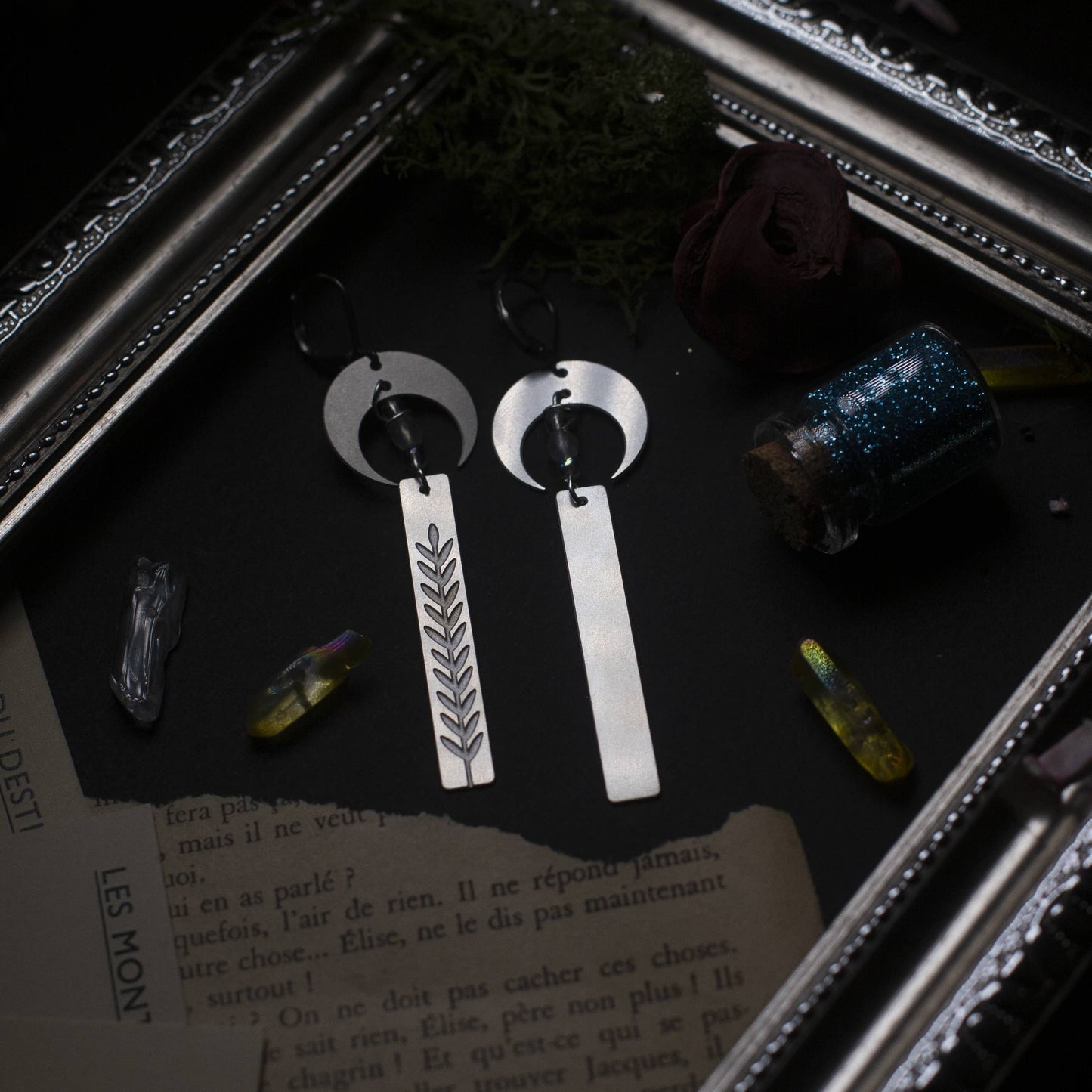 Spiga Lunare | Orecchini a forma di spiga di grano | acciaio inossidabile | Fatto a mano