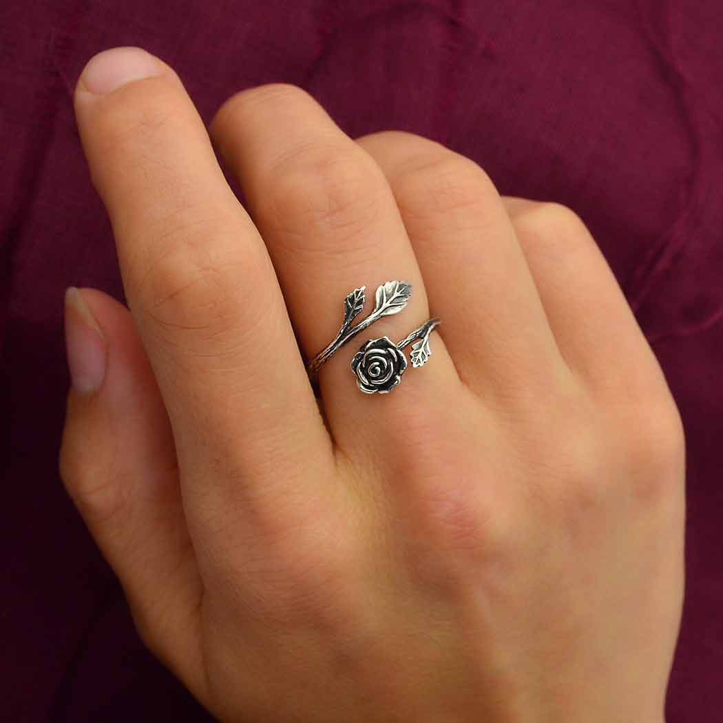 Anello Rosa regolabile in Argento Sterling