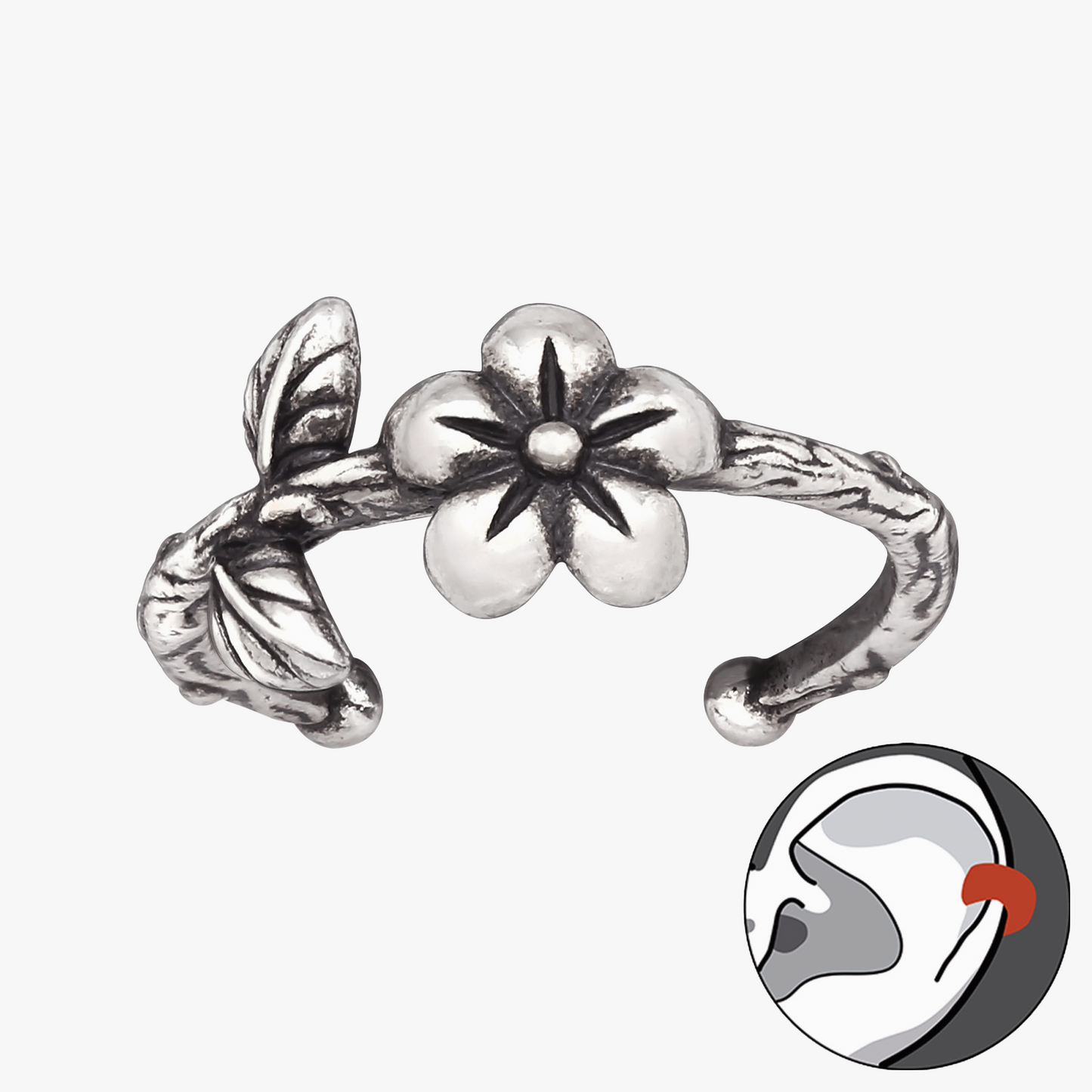Virelia | Ear Cuff Fiore | Argento 925 | E-coat