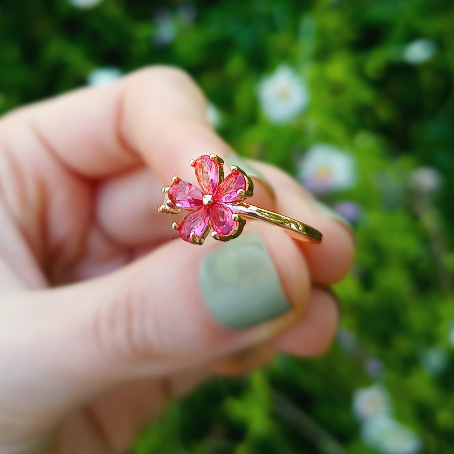Anello Secret Garden | Petali Zirconi | Fiore Rosa | Placcato Oro Rosa