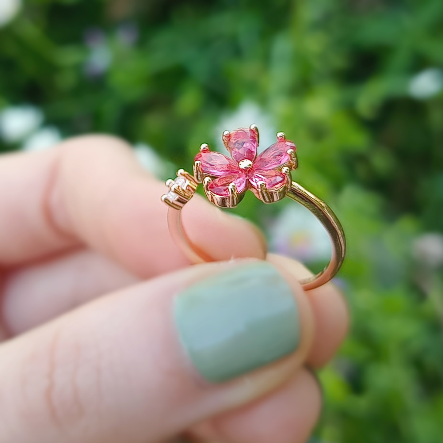 Anello Secret Garden | Petali Zirconi | Fiore Rosa | Placcato Oro Rosa
