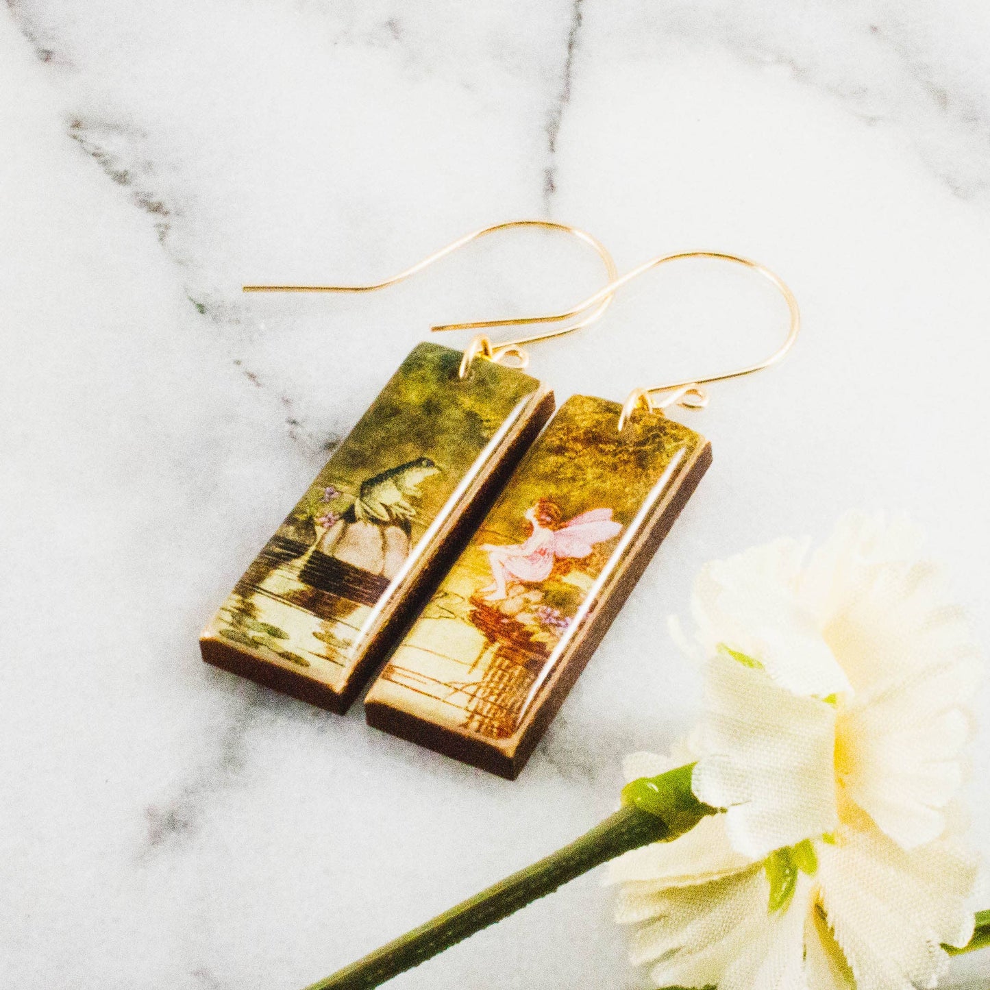 Orecchini rettangolari vintage | Fata e ranocchia