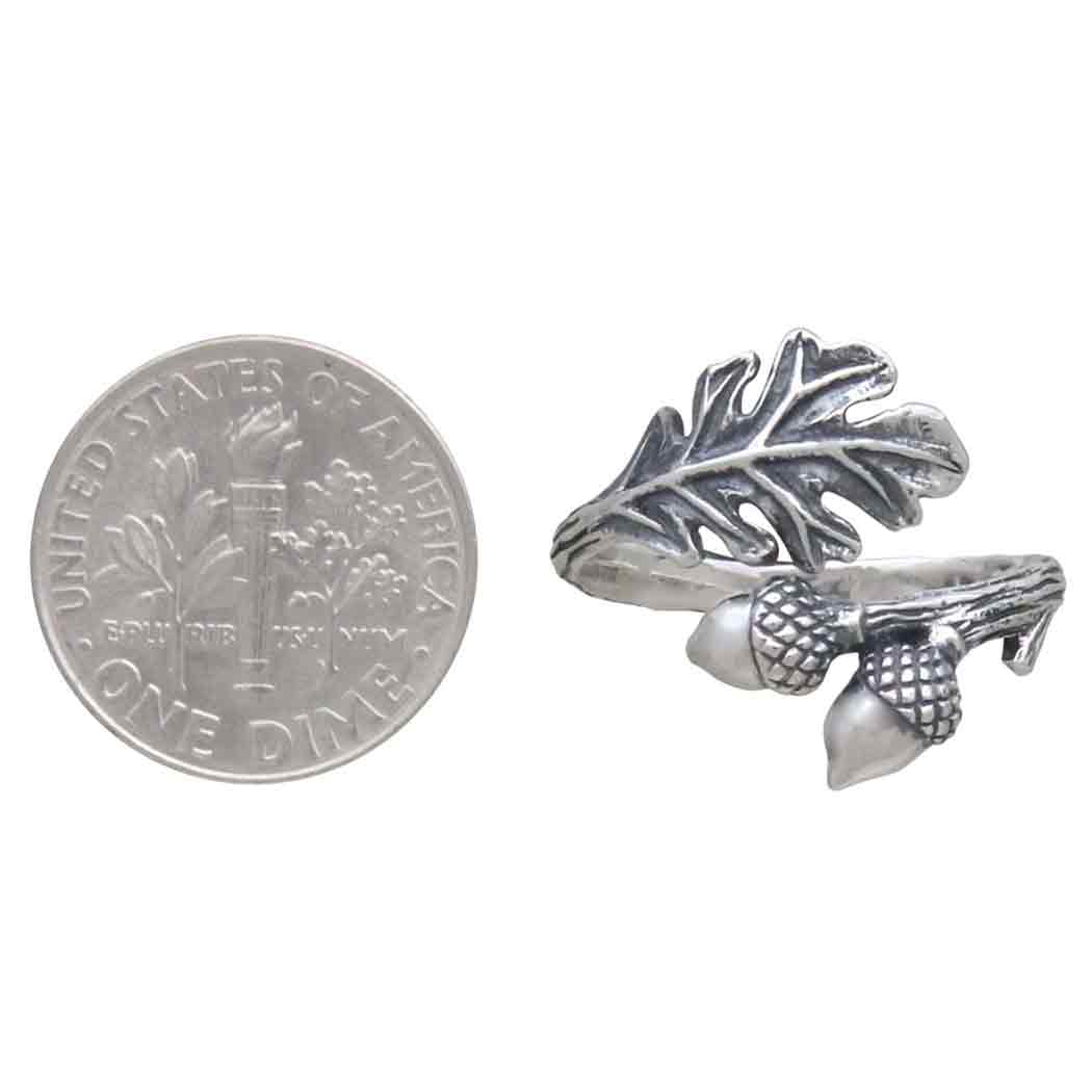 Anello argento sterling riciclato | quercia e ghianda | Regolabile | FairTrade
