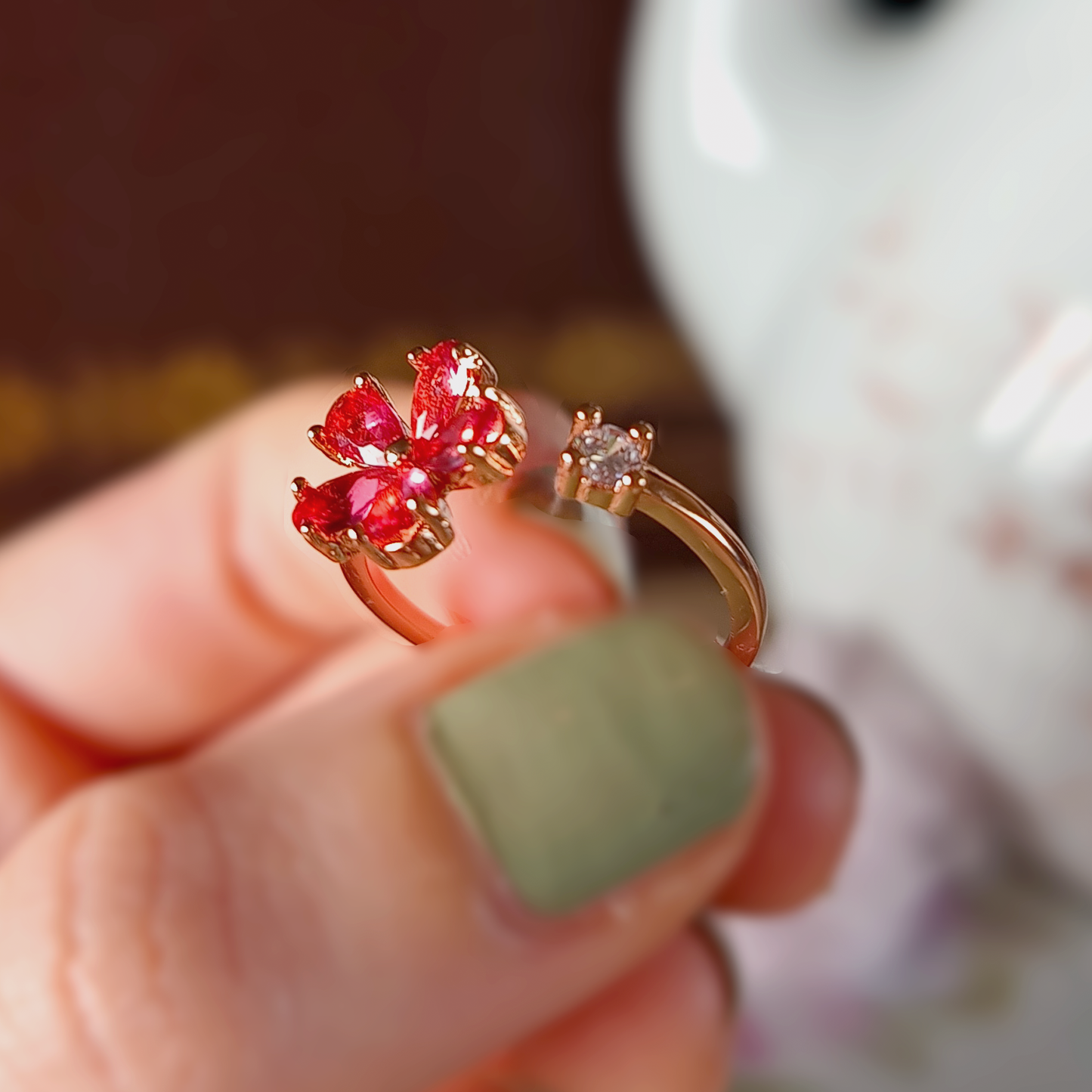 Anello Secret Garden | Petali Zirconi | Fiore Rosa | Placcato Oro Rosa