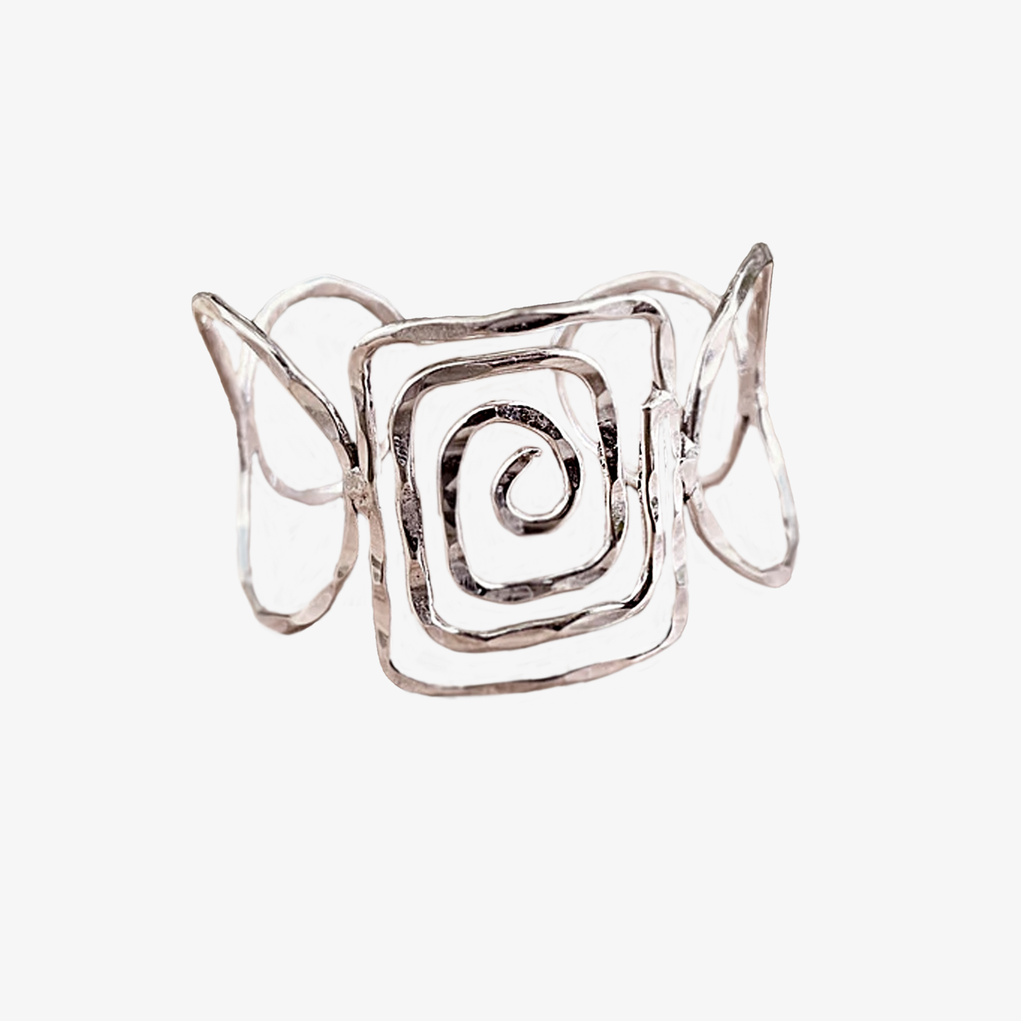 Bracciale spirale in argento martellato | regolabile | Fatto a mano