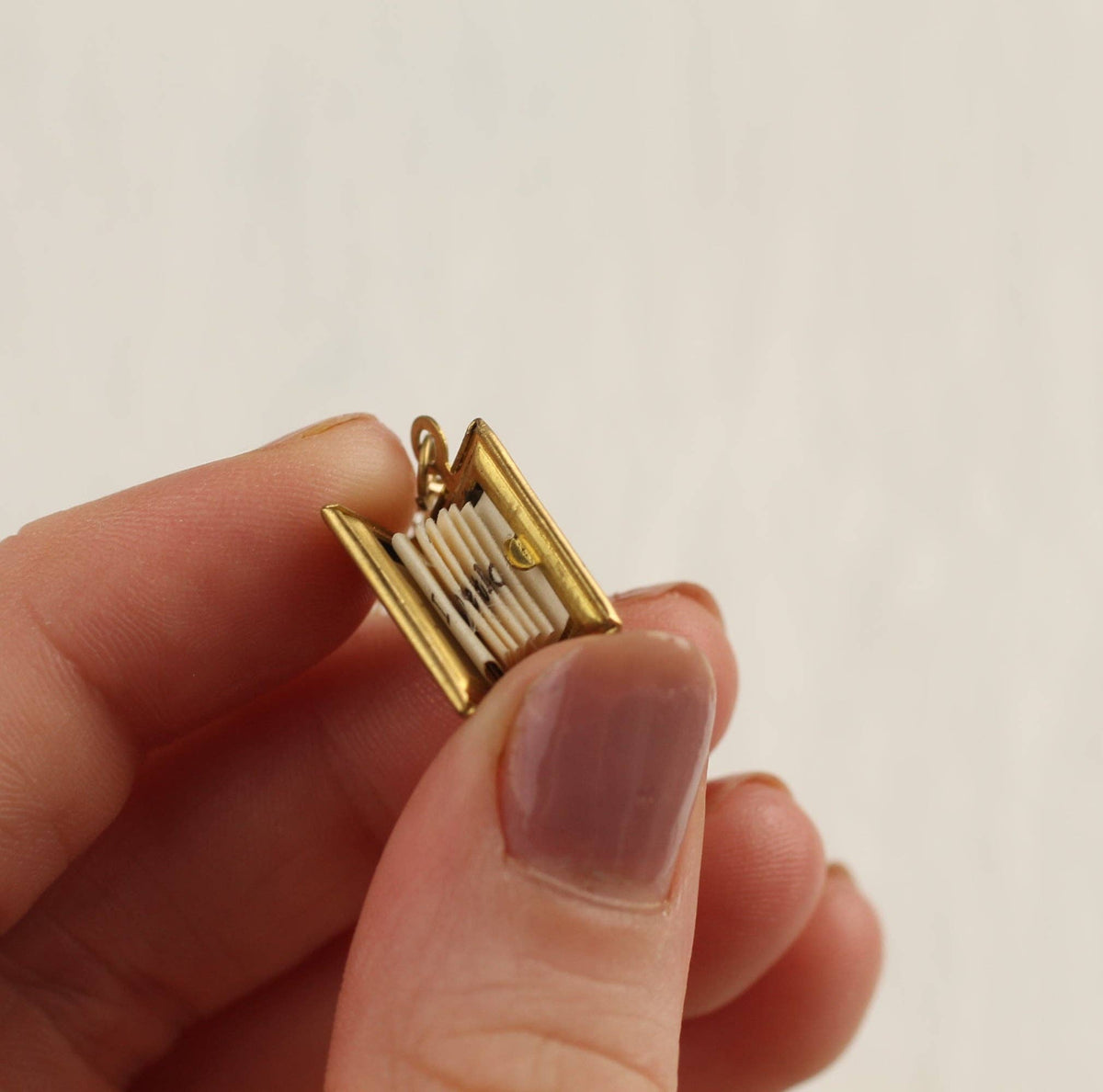 Collana Medaglione a libro | felce | Ottone | Vintage Style