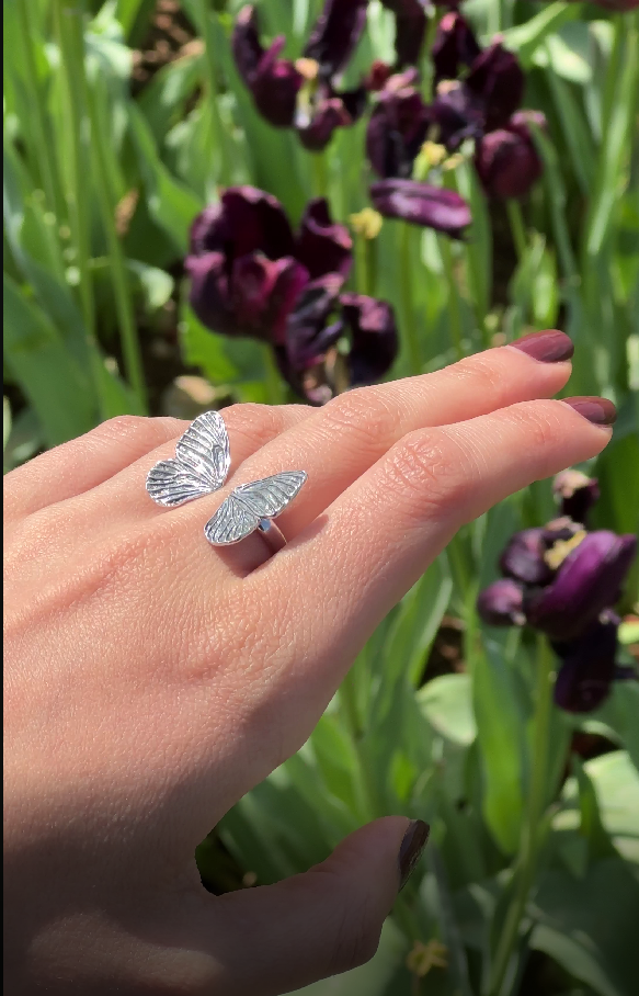 Anello farfalla FairTrade Eco-sostenibile in Argento Sterling 925