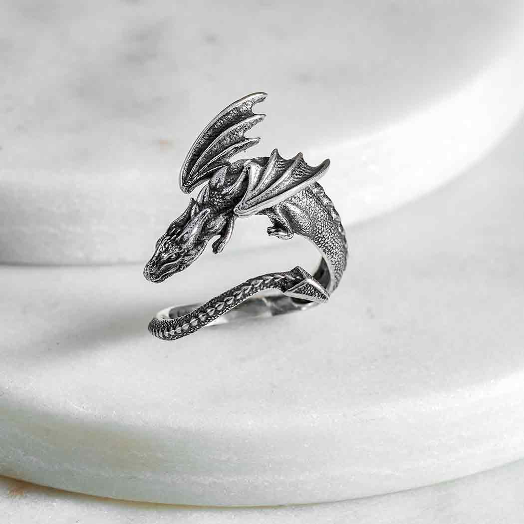 Anello Drago | Regolabile | Argento Sterling