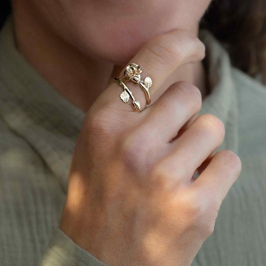 Anello Rosa Regolabile in Bronzo