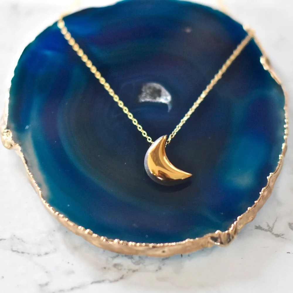 Collana con Luna crescente | Porcellana d'Oro | Artigianale