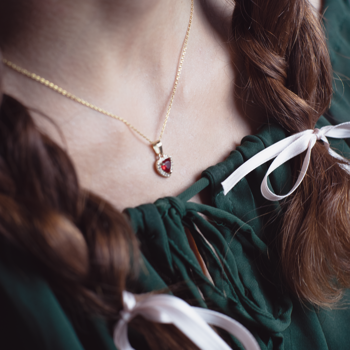 Darling | Heart Pendant | Red Cubic Zirconia | 24K | Handcrafted