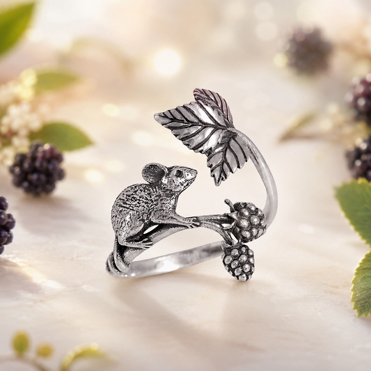 Anello Topolino con Mora in Argento Sterling e Regolabile