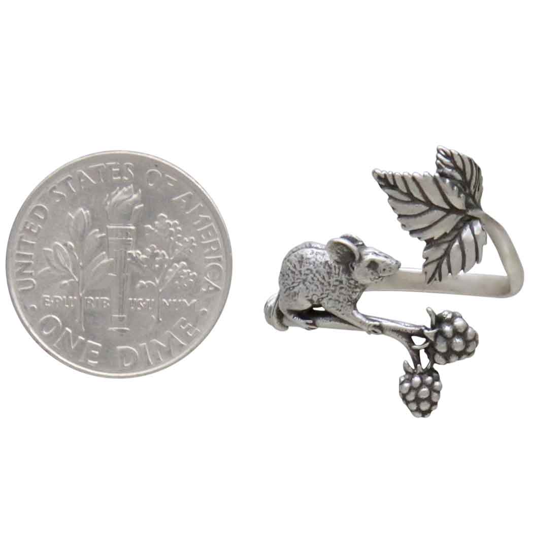 Anello Topolino con Mora in Argento Sterling e Regolabile