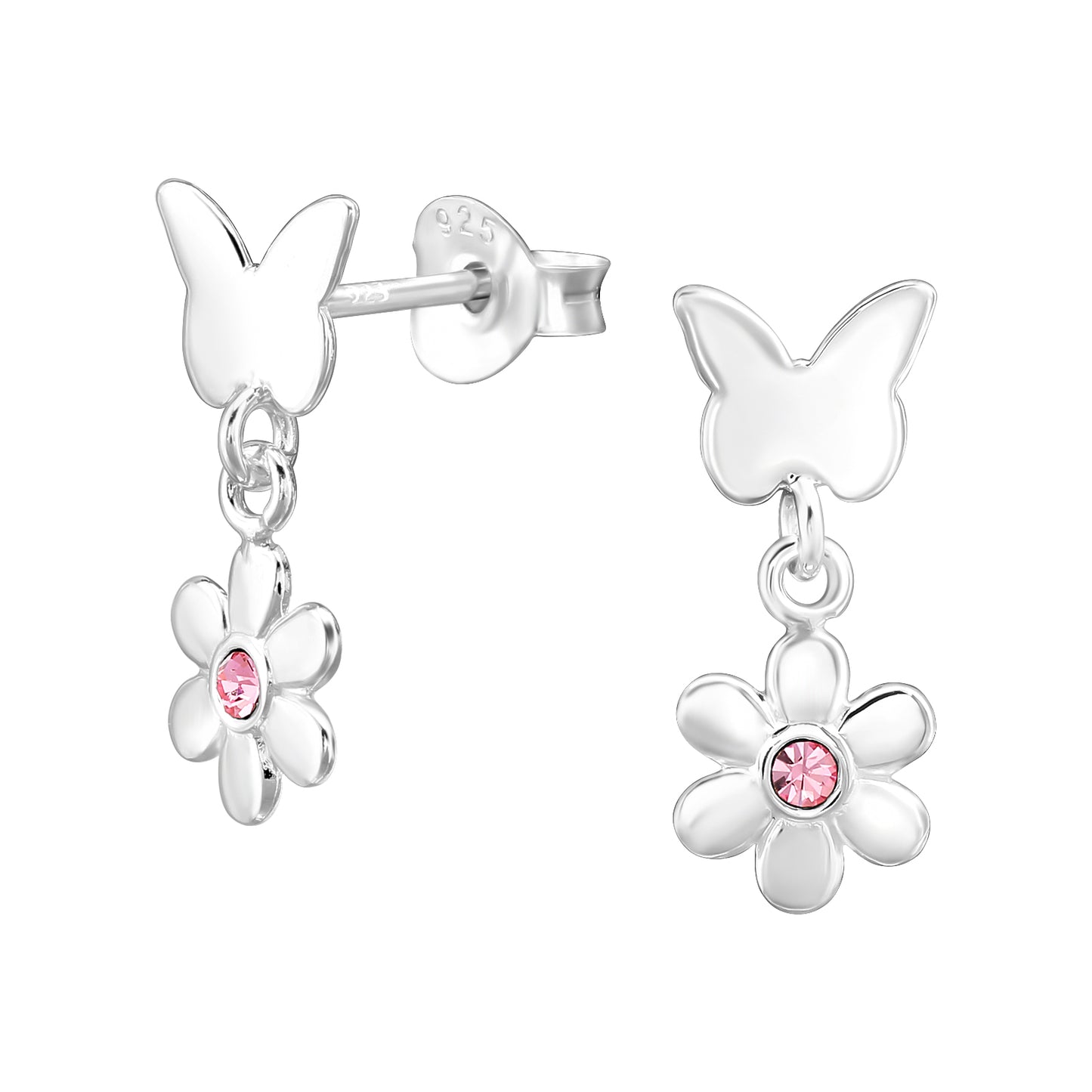 Nymfaura | Orecchini Fiori e farfalle | Argento Sterling 925 | E-coat