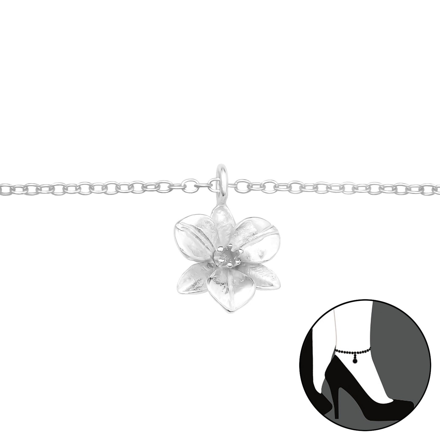 Eliselle | Cavigliera fiore | Argento 925 | Riverstimento E-Coat