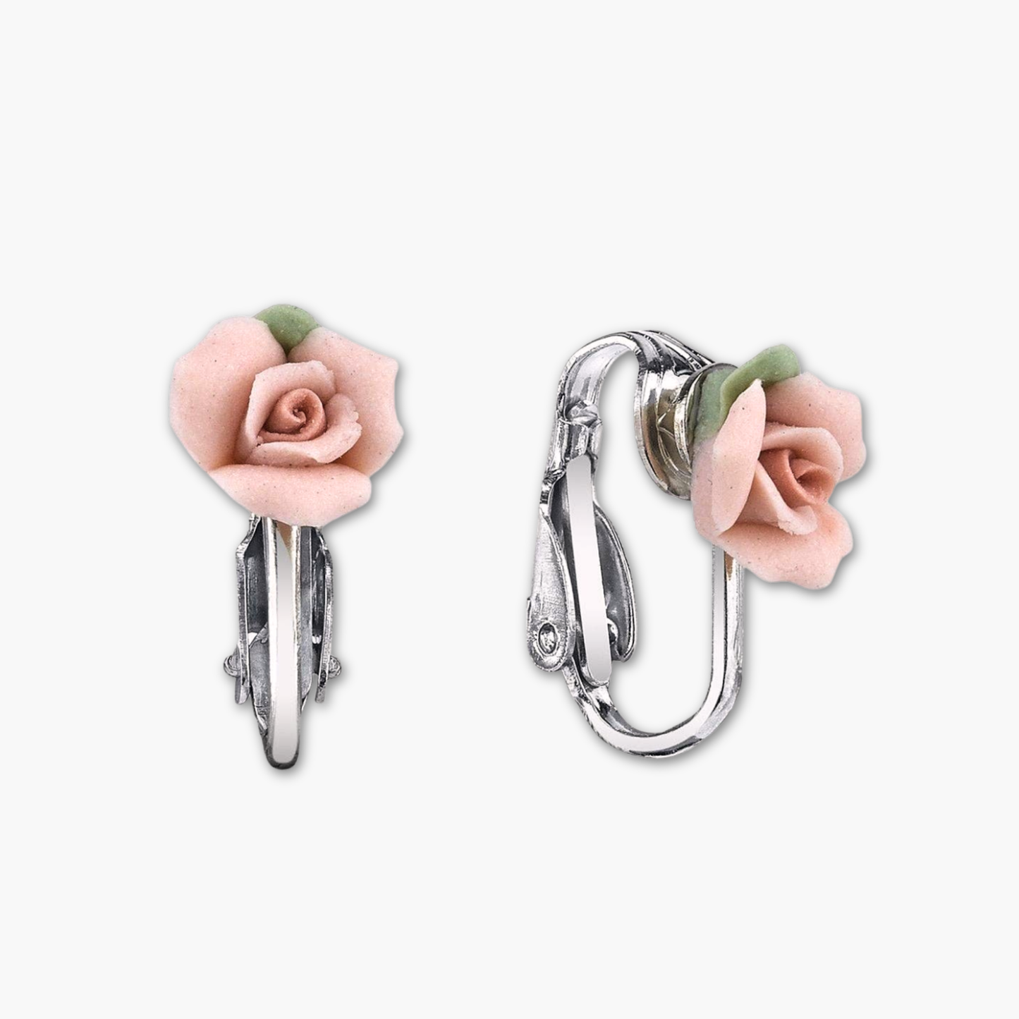 Rosalith | Orecchini a clip in porcellana con rosa