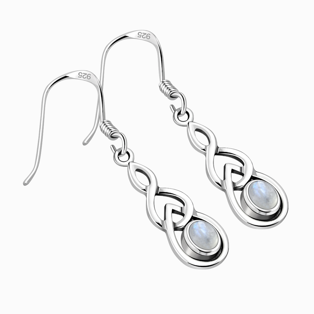 Orecchini celtici in argento sterling 925 con pietra iridescente