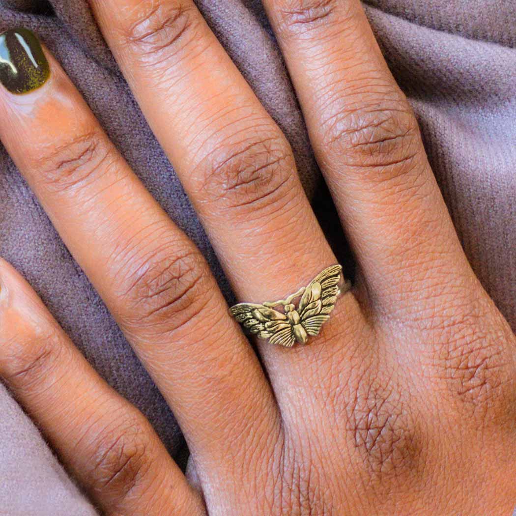 Anello falena | Regolabile | Bronzo | FairTrade