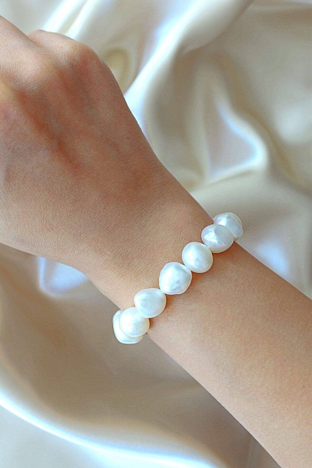 Bracciale perle d'acqua dolce barocche | 24K | Fatto a mano