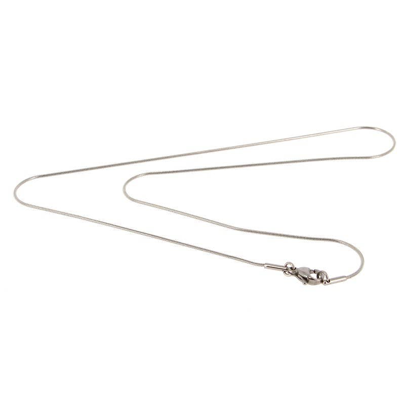 Catena in acciaio inox di 42 cm di lunghezza, diametro 0,9 mm, modello snake