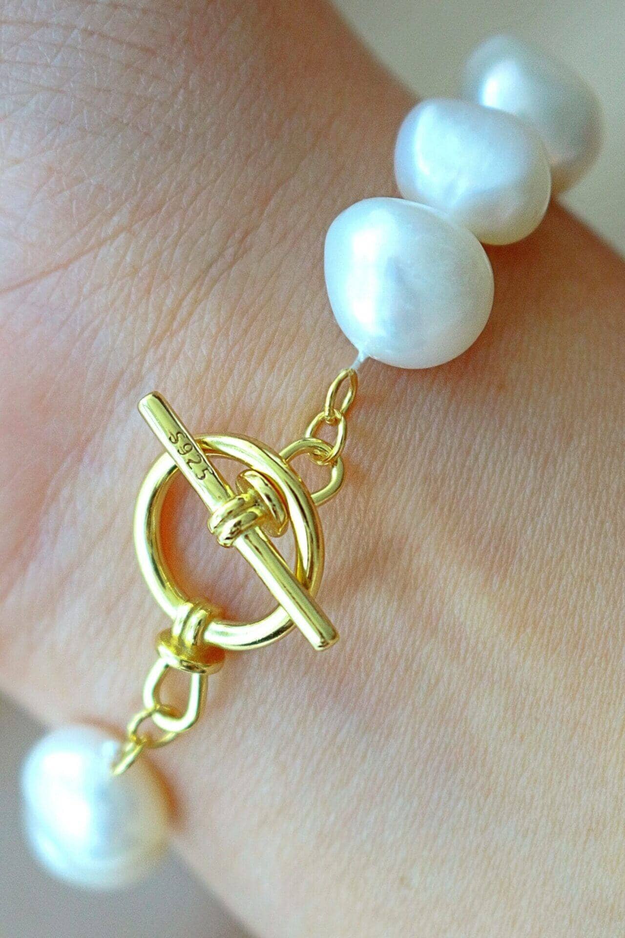 Bracciale perle d'acqua dolce barocche | 24K | Fatto a mano
